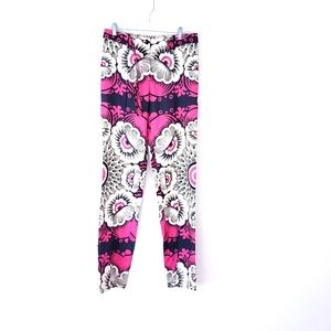 Valentino Garavani Pink Floral Print Silk Pants Straight Leg Pants Size 4 38